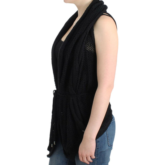 Costume National Chic Sleeveless Knitted Vest Cardigan Costume National Black