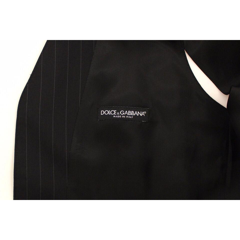 فستان دولتشي آند غابانا الأنيق المصنوع من الصوف والحرير باللون الأسود المخطط