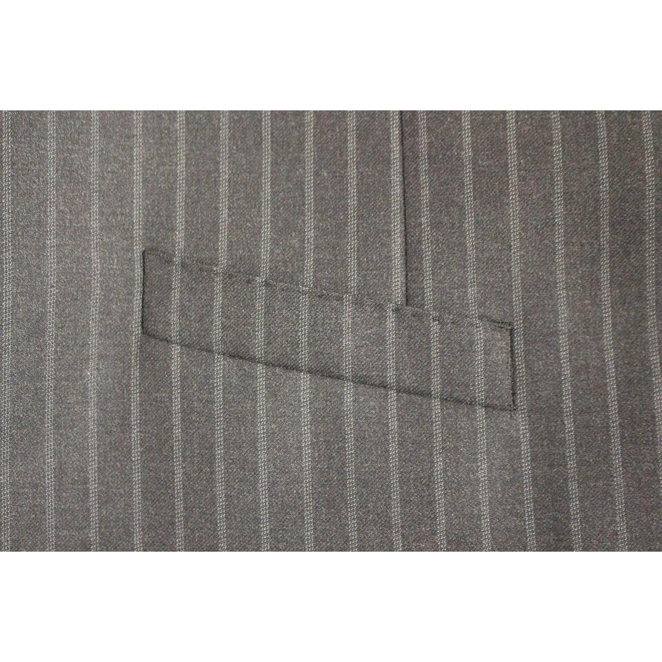 Dolce & Gabbana Gray Striped Wool Logo Vest Gilet Weste