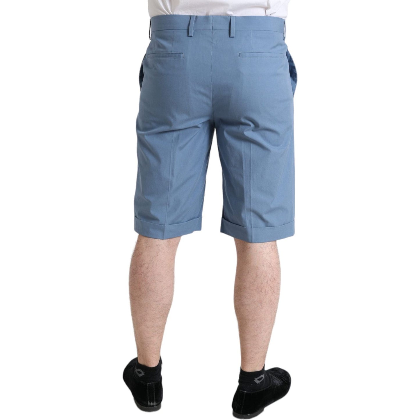 Dolce & Gabbana Sky Blue Cotton Folded Hem Men Bermuda Shorts