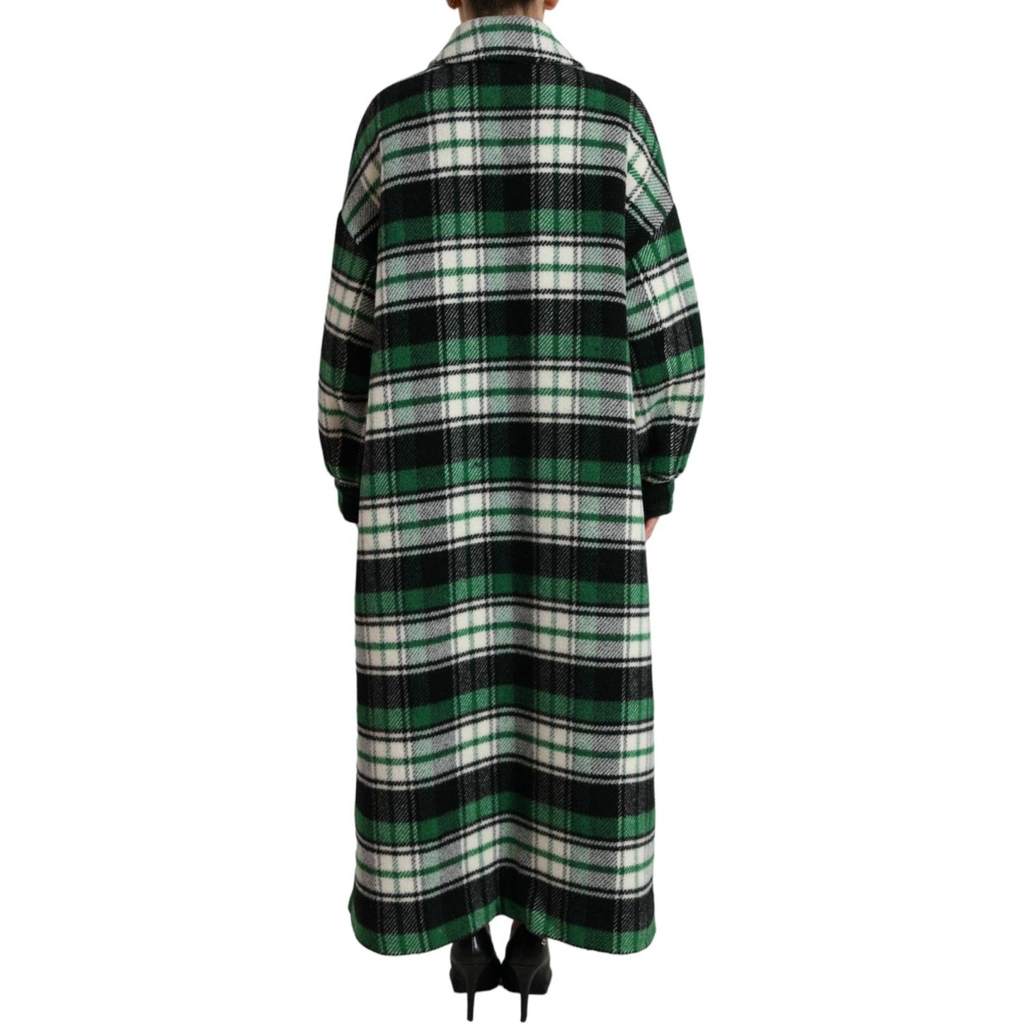 Dolce & Gabbana Green Plaid Long Sleeve Casual Coat Jacket