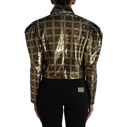 Dolce & Gabbana Multicolor Polyester Sequined Cropped Jacket