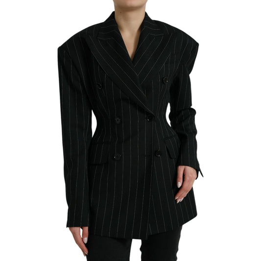 Dolce & Gabbana Elegant Striped Virgin Wool Blazer Dolce & Gabbana Black