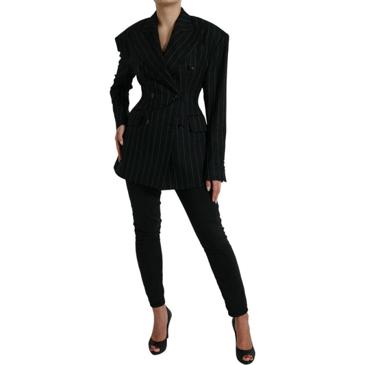 Dolce & Gabbana Elegant Striped Virgin Wool Blazer Dolce & Gabbana Black