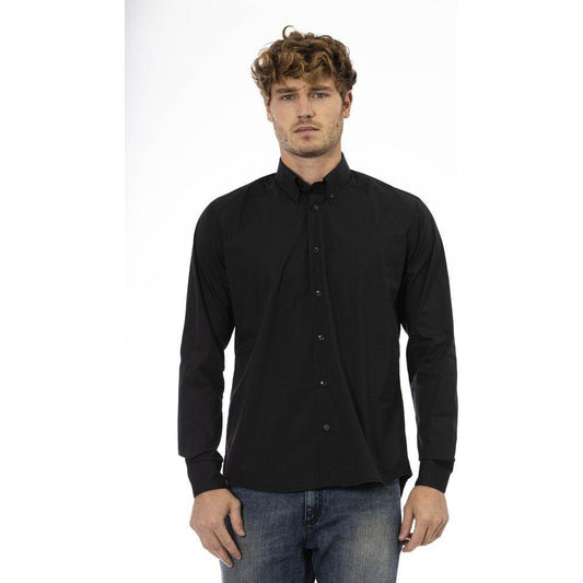 Baldinini Trend Black Cotton Men Shirt Baldinini Trend Light Gray