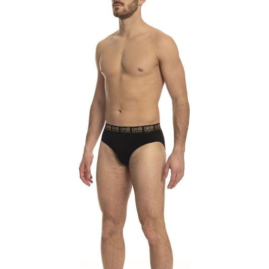 Cavalli Class Black Cotton Men's Brief Pack Cavalli Class Rosy Brown