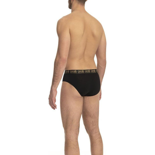 Cavalli Class Black Cotton Men's Brief Pack Cavalli Class Rosy Brown