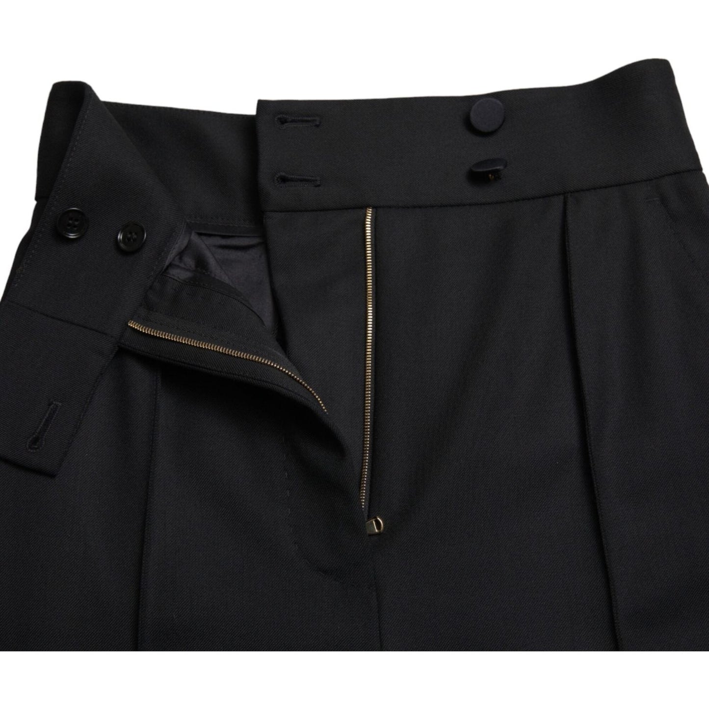Dolce & Gabbana Black Wool High Waist Tapered Pants