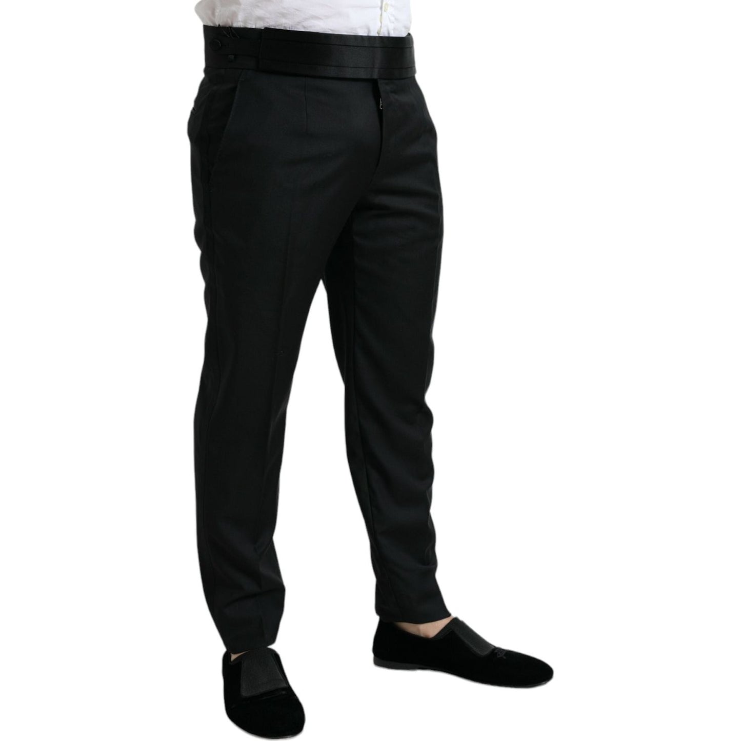Dolce & Gabbana Black Wool Slim Fit Formal Trouser Dress Pants