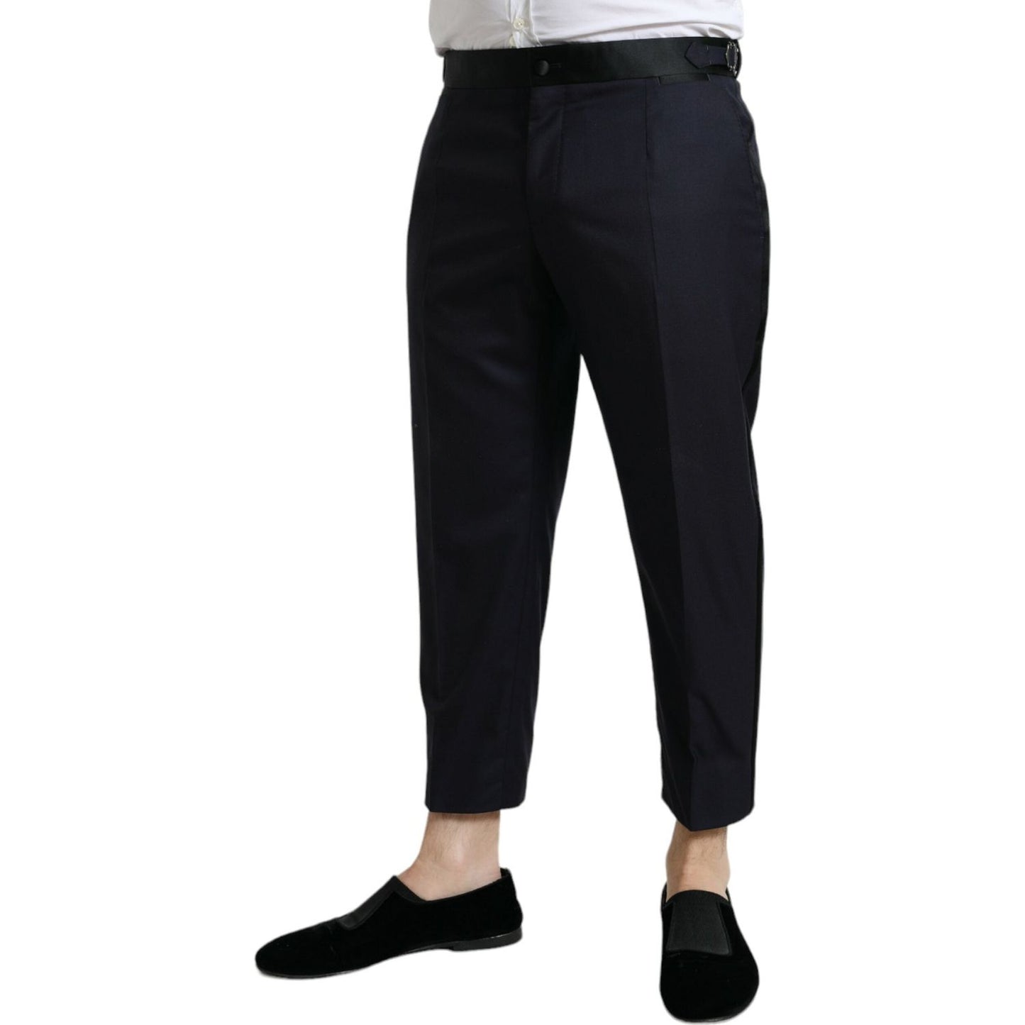 Dolce & Gabbana Blue Wool Cropped Tapered Pants