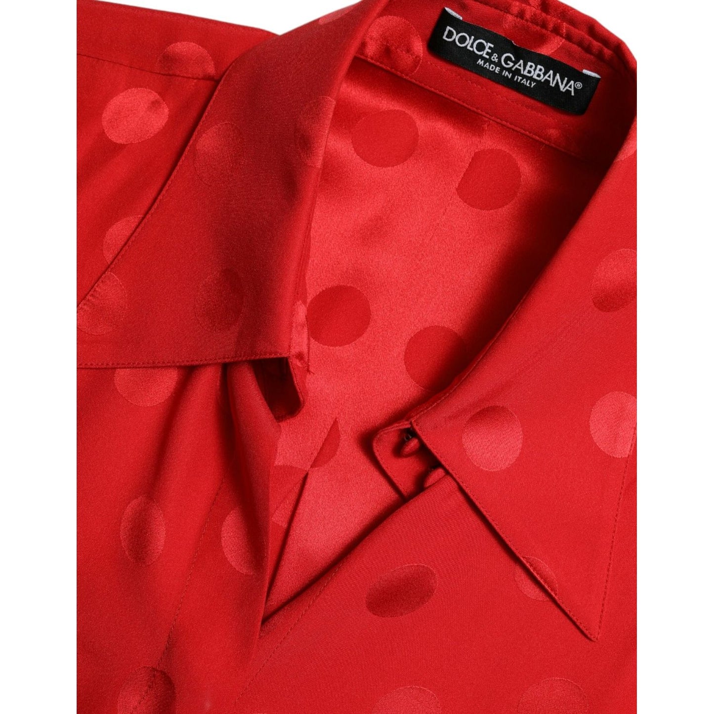 Dolce & Gabbana Red Polka Dot Sleeveless Collared Blouse Top
