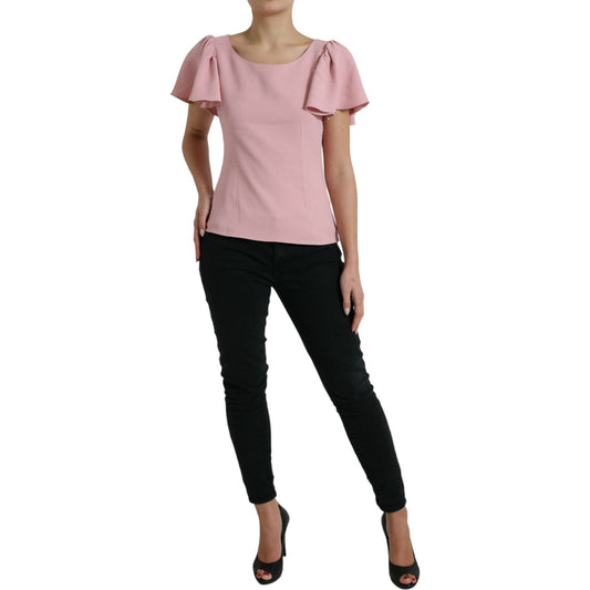 Dolce & Gabbana Chic Pink Bell Sleeve Top Dolce & Gabbana Rosy Brown