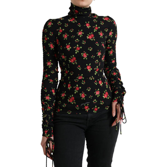 Dolce & Gabbana Elegant Floral Silk Blend Top Dolce & Gabbana Black