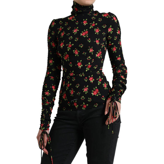 Dolce & Gabbana Elegant Floral Silk Blend Top Dolce & Gabbana Black