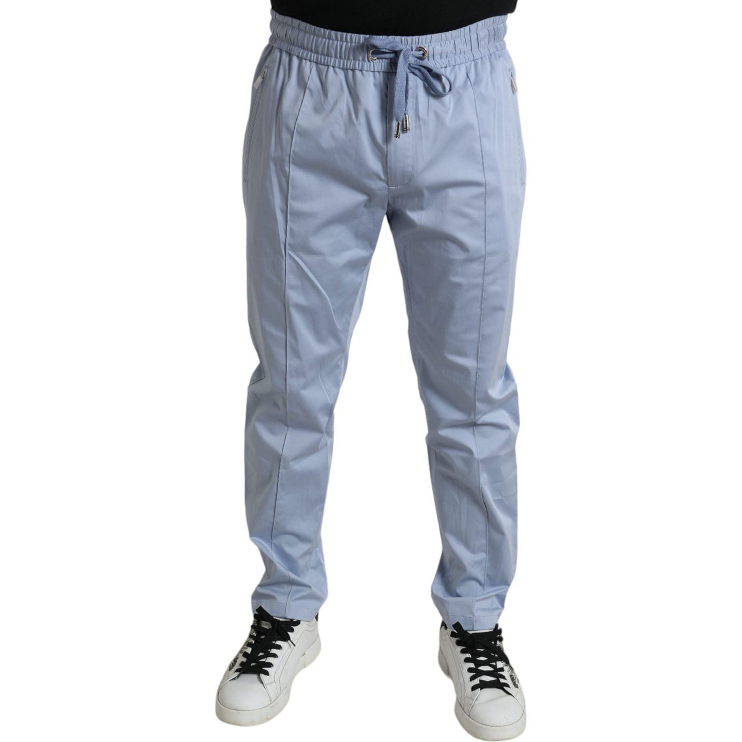 Dolce & Gabbana Light Blue Cotton Stretch Jogger Pants