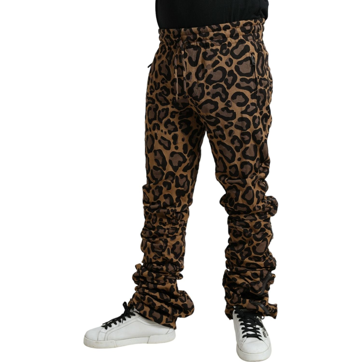 Dolce & Gabbana Brown Leopard Jacquard Jogger Pants