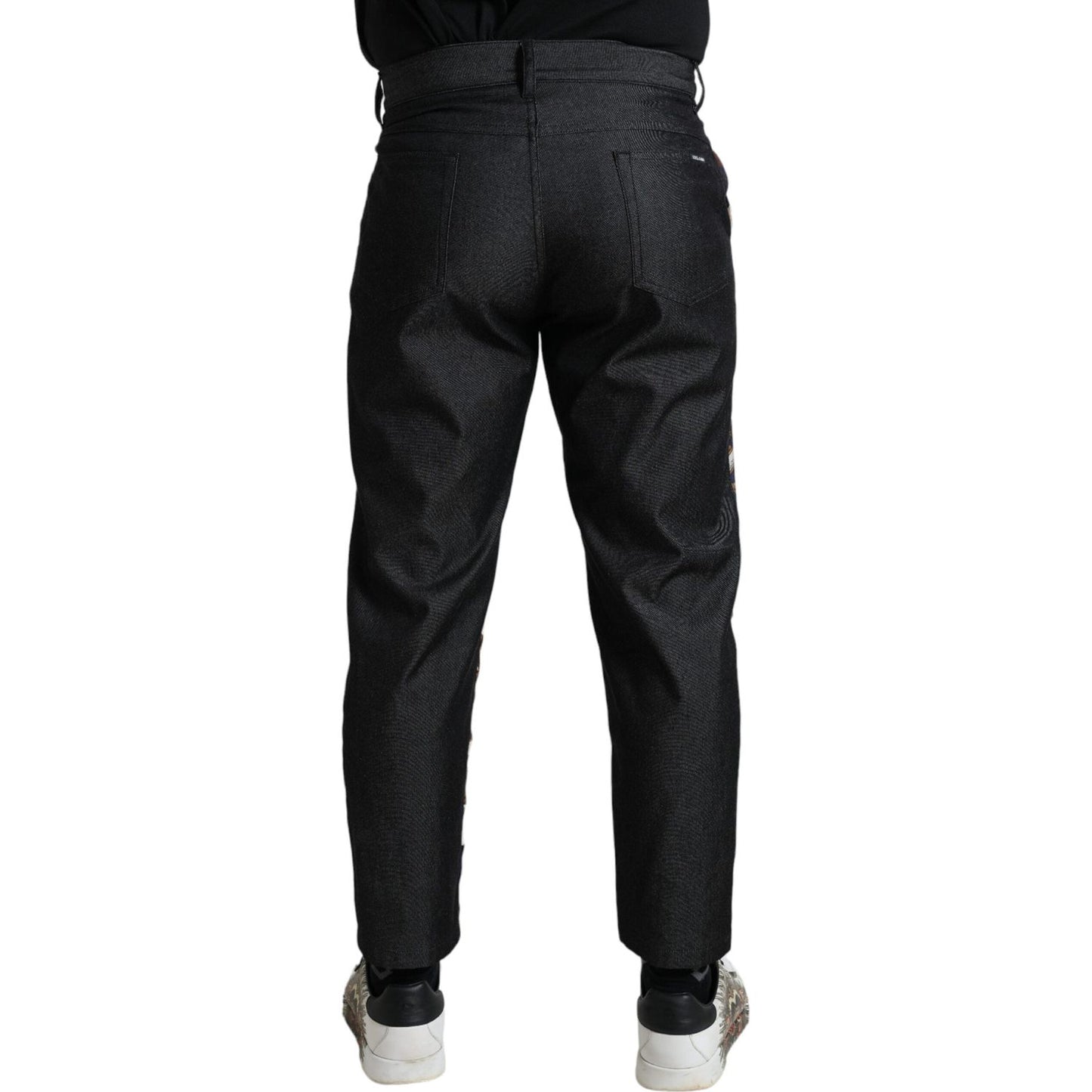 Dolce & Gabbana Multicolor Heraldic Skinny Men Pants