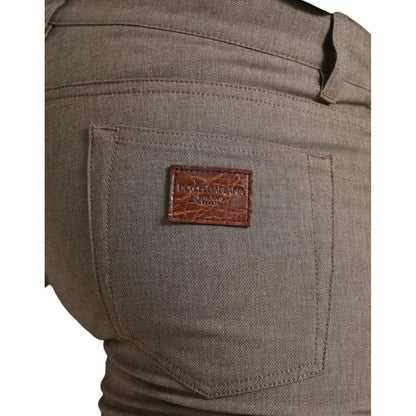 Dolce & Gabbana Brown Cotton Stretch Skinny Men Pants