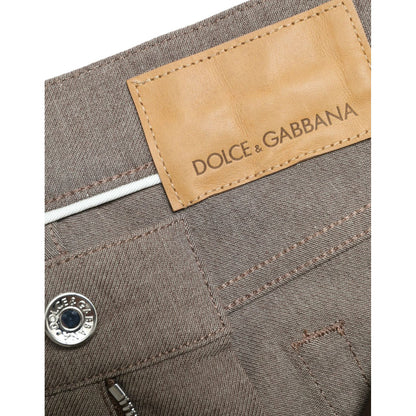Dolce & Gabbana Brown Cotton Stretch Skinny Men Pants