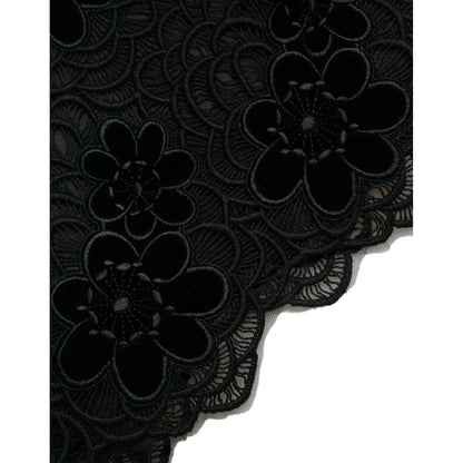 Dolce & Gabbana Black Floral Lace Cotton Bodycon Dress