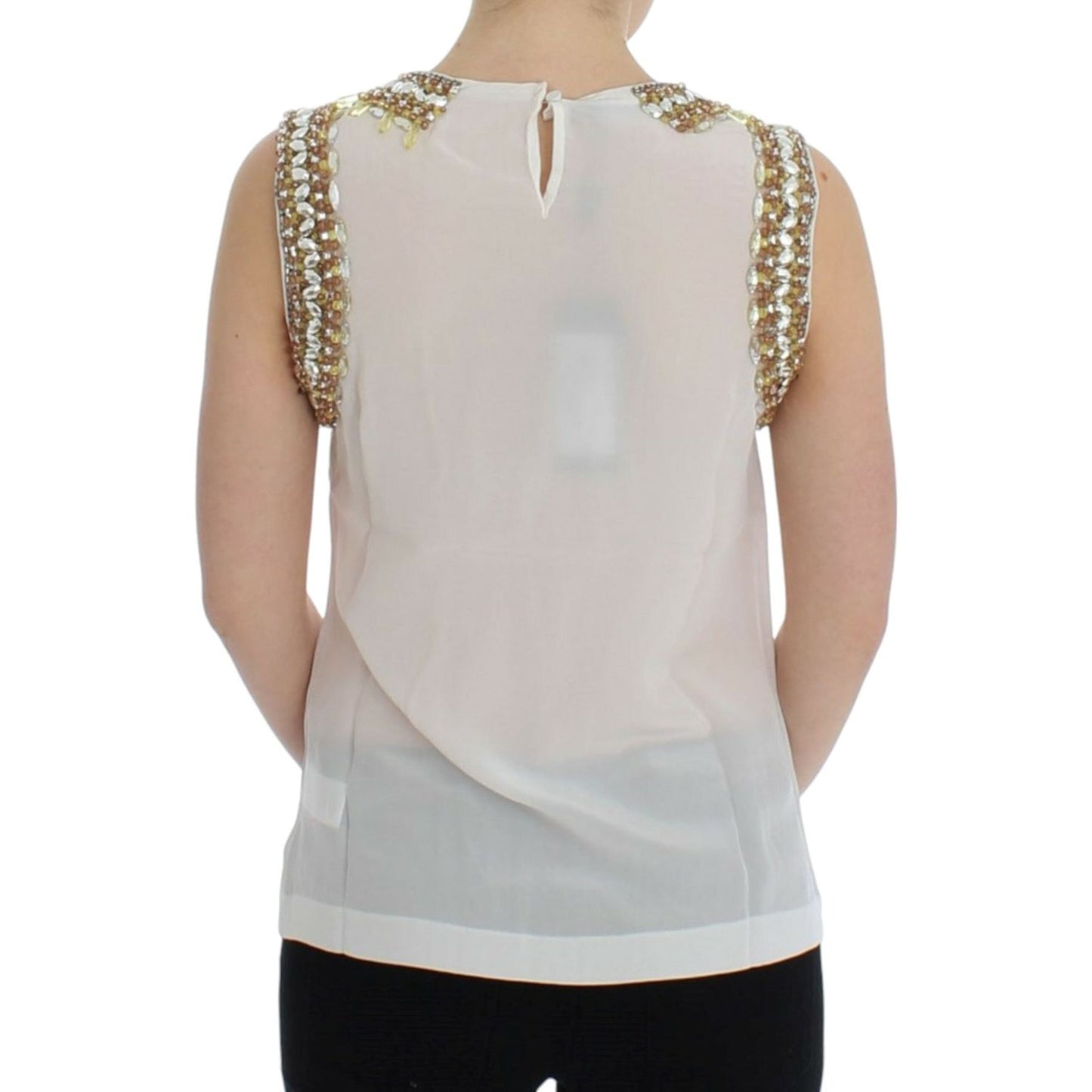 Dolce & Gabbana White crystal embellished tank top