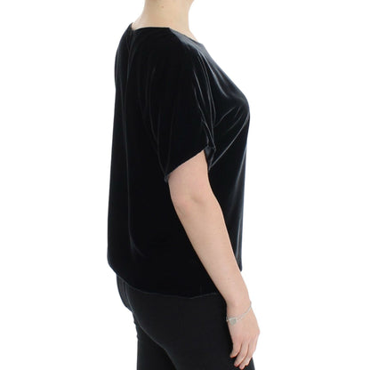 Dolce & Gabbana Black velvet shortsleeved blouse