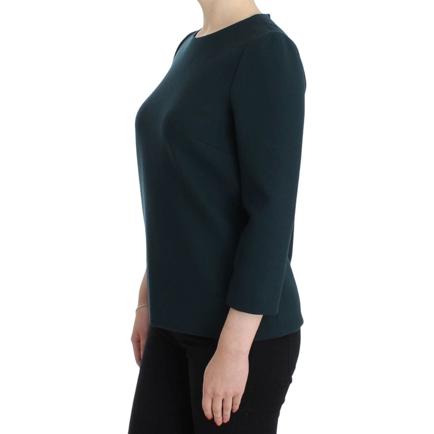 Dolce & Gabbana Green 3/4 sleeve wool blouse