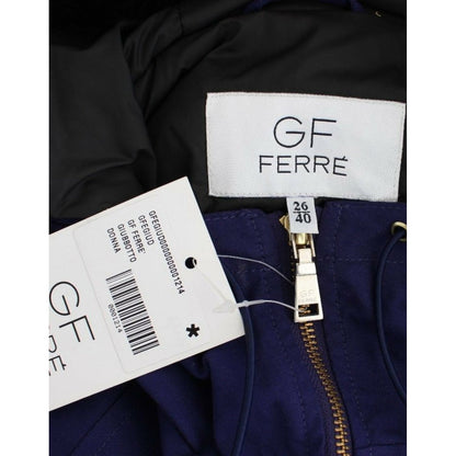 GF Ferre Blue Padded Jacket Hooded Short K-Way Coats & Jackets