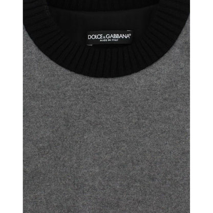 Dolce & Gabbana Gray Black Lace Wool Cashmere Sweater