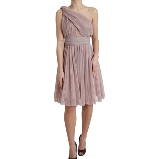 Dolce & Gabbana Elegant Asymmetrical Pink Tulle Dress Dolce & Gabbana Rosy Brown