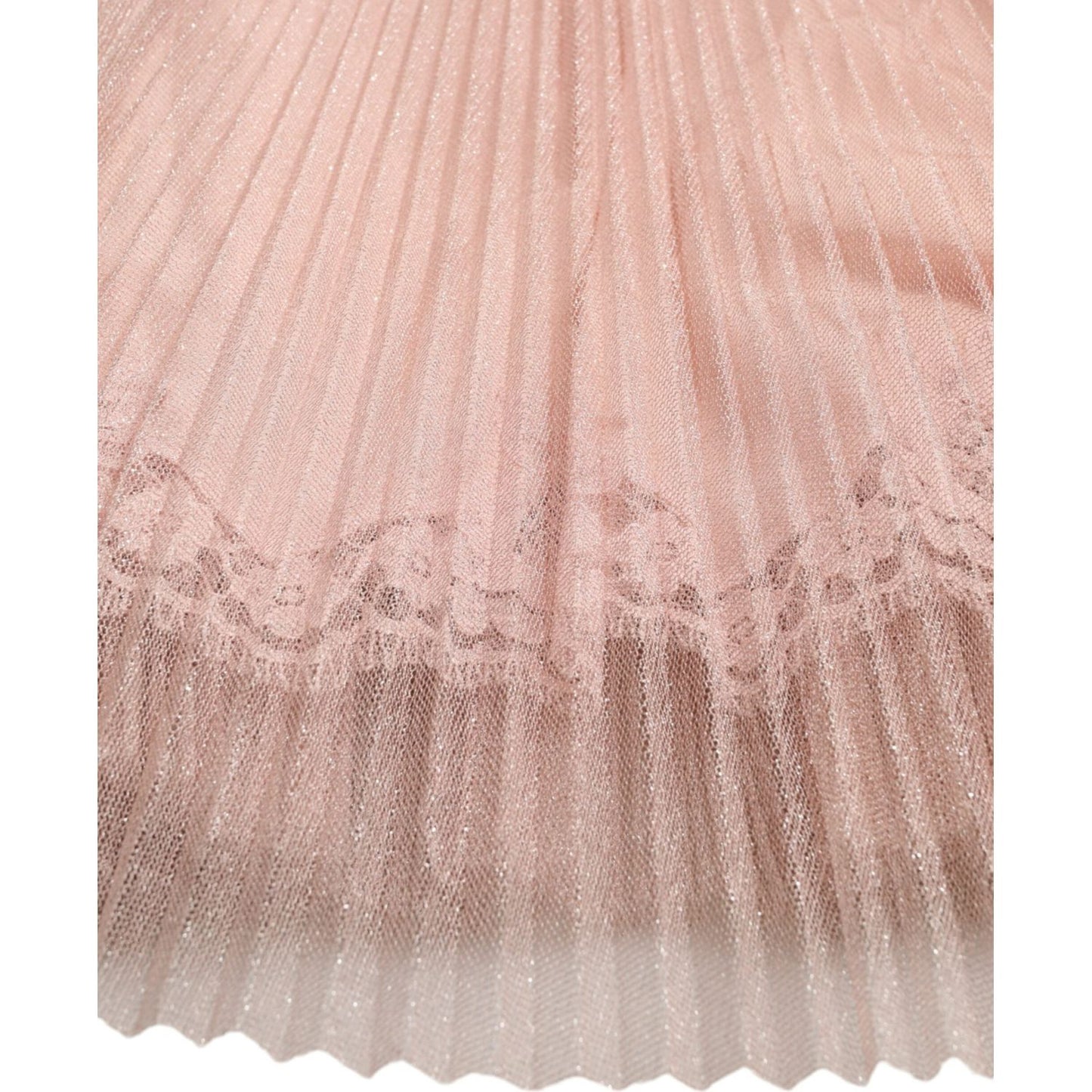 Dolce & Gabbana Pink One Shoulder Pleated Lame Tulle Dress