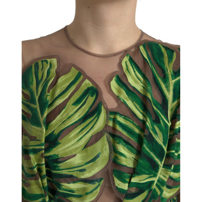 Dolce & Gabbana Green Banana Leaf Sleeveless Long Maxi Dress