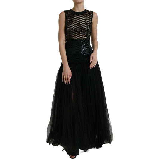 Dolce & Gabbana Elegant Black Sequined Evening Dress Dolce & Gabbana Black