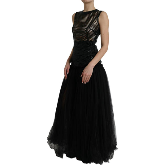Dolce & Gabbana Elegant Black Sequined Evening Dress Dolce & Gabbana Black