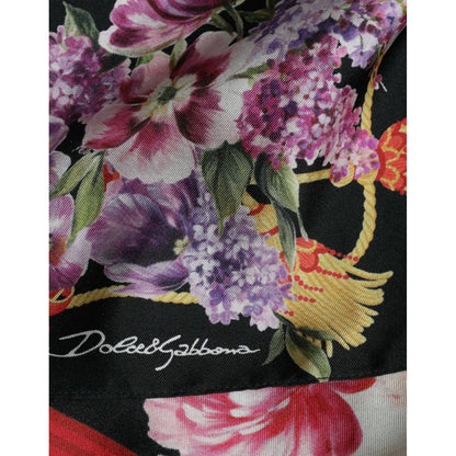 Dolce & Gabbana Multicolor Floral Print Silk Twill Gown Dress