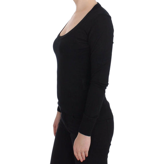Dolce & Gabbana Elegant Black Deep Crewneck Sweater Dolce & Gabbana Black