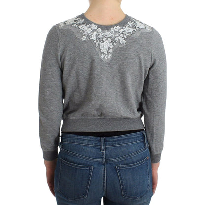Ermanno Scervino Lingerie Gray Lace Sweater Cardigan Top