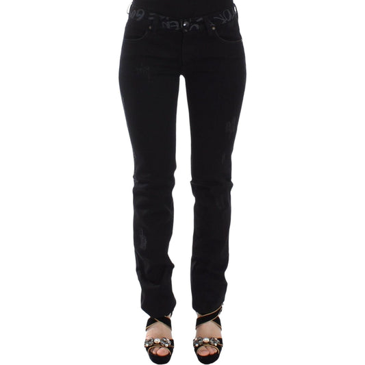 Ermanno Scervino Chic Black Skinny Statement Jeans Jeans & Pants Ermanno Scervino Black