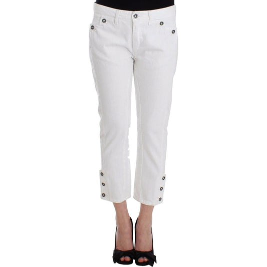 Ermanno Scervino White Cropped Jeans Denim Pants Branded Capri