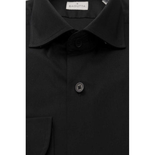 Bagutta Black Cotton Men's Slim Shirt Bagutta Black