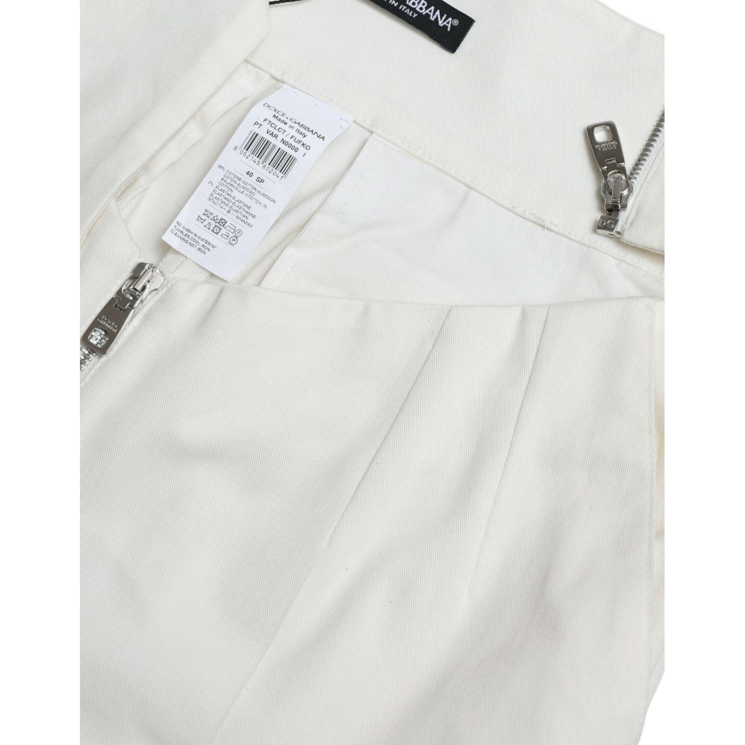 Dolce & Gabbana Black White Cotton Cut Out Waist Tapered Pants