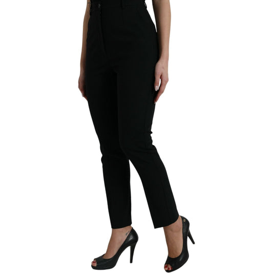 Dolce & Gabbana Elegant High Waist Tapered Wool Pants Dolce & Gabbana Black