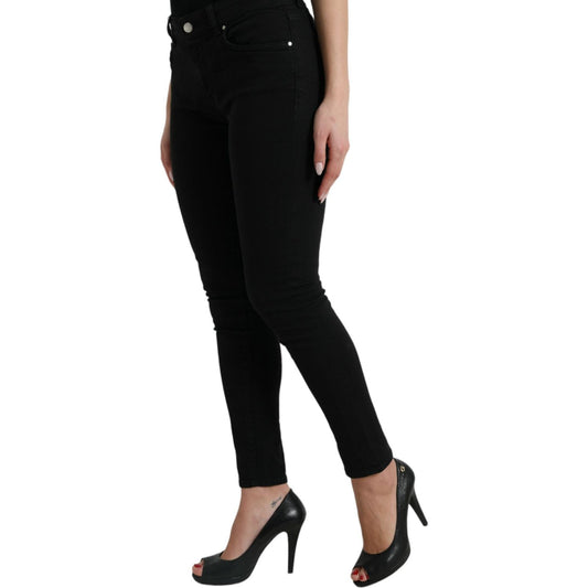 Dolce & Gabbana Chic Black Mid-Waist Stretch Jeans Dolce & Gabbana Rosy Brown
