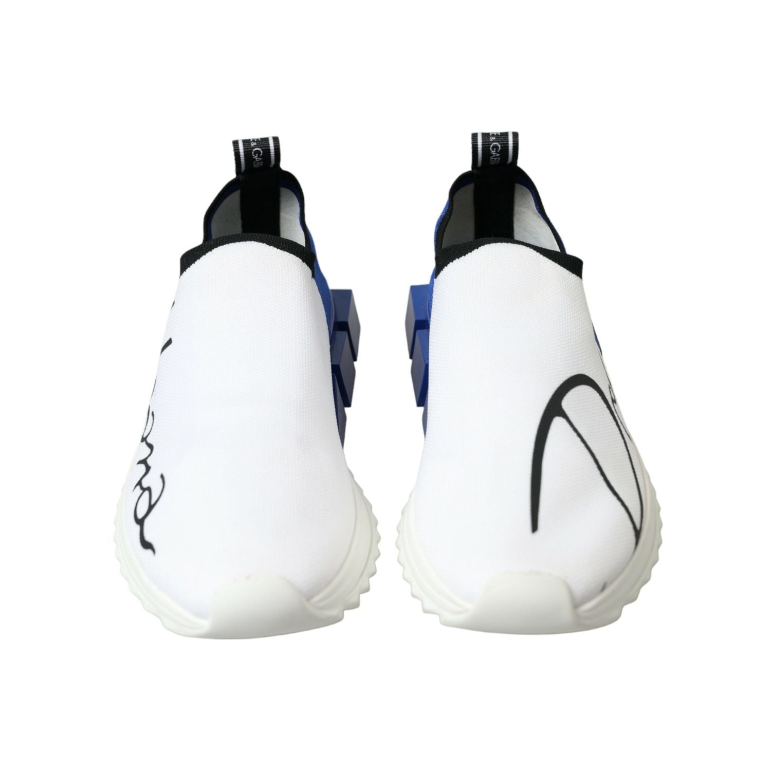 Dolce & Gabbana White Blue Sorrento Low Top Men Casual Sneakers Shoes