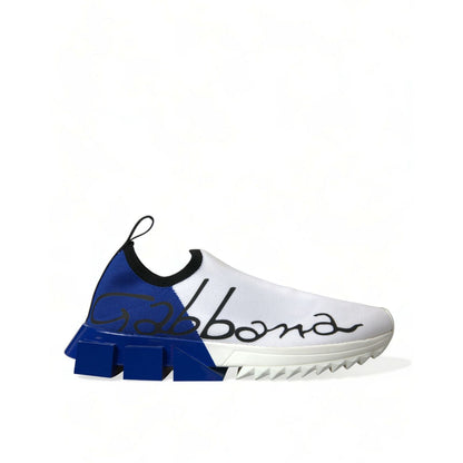 Dolce & Gabbana White Blue Sorrento Low Top Men Casual Sneakers Shoes