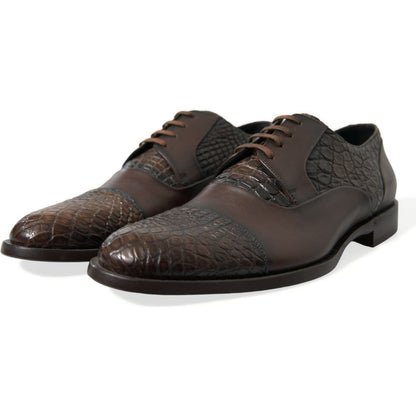 Dolce & Gabbana Brown Exotic Leather Lace Up Oxford Dress Shoes
