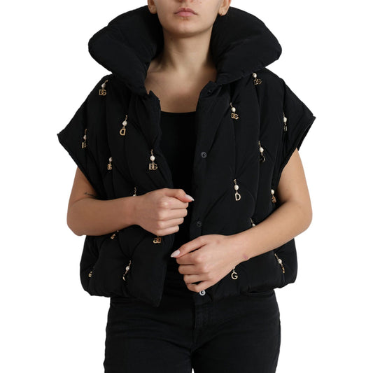 Dolce & Gabbana Elegant Quilted Jacket with Pearl Embellishment Dolce & Gabbana Rosy Brown