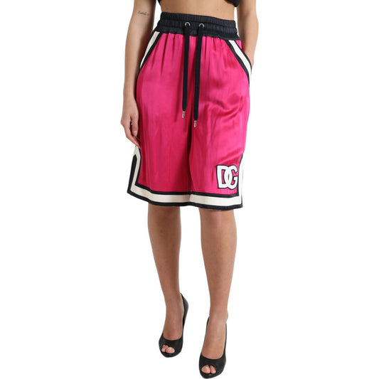 Dolce & Gabbana Chic Pink High Waist Jersey Shorts Dolce & Gabbana Maroon