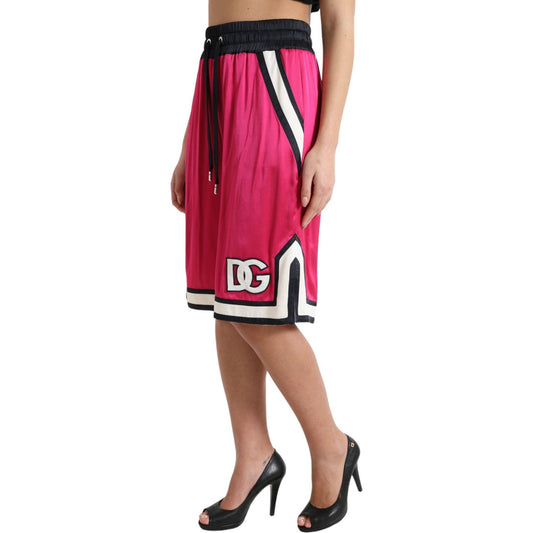 Dolce & Gabbana Chic Pink High Waist Jersey Shorts Dolce & Gabbana Maroon