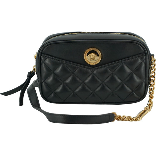 Versace Elegant Small Black Leather Crossbody Bag Versace Dark Slate Gray